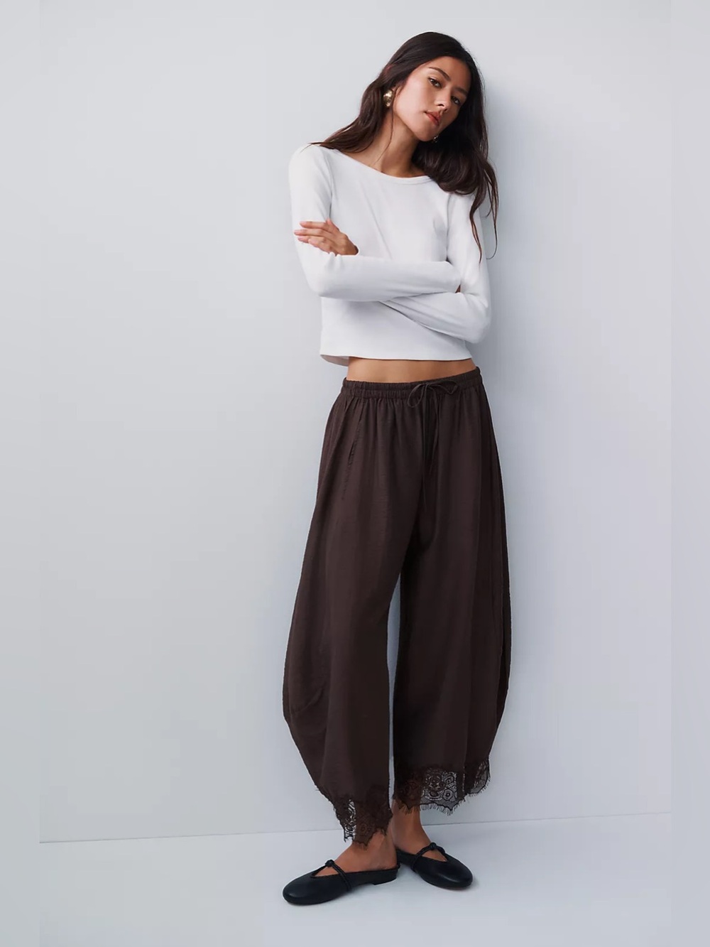 NWT By Anthropologie Reverie Lace Trim Tapered Pants - Picture 5 of 8